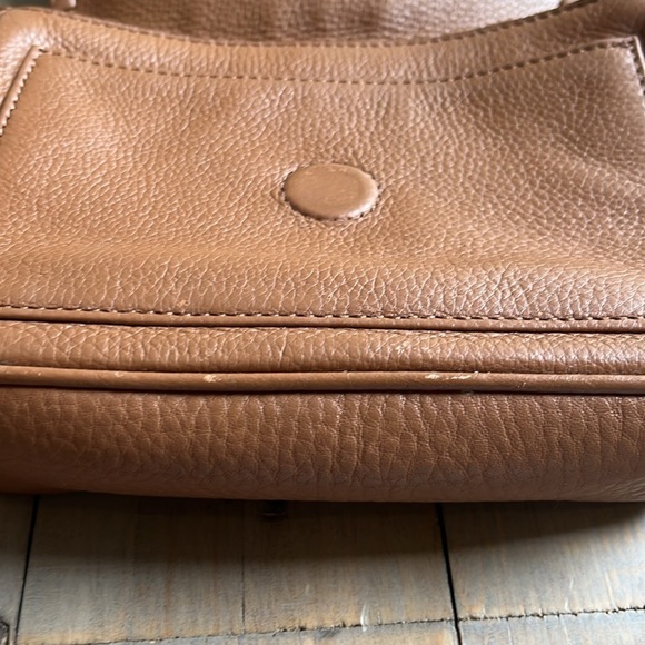 Tory Burch Mini Marion Crossbody Purse Camel Leather Authentic - Picture 7 of 12